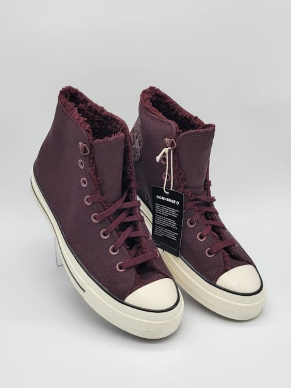 CONVERSE Chuck 70 High Leather Bloodstone Fur Lined Men 10 Women 12 NWOB